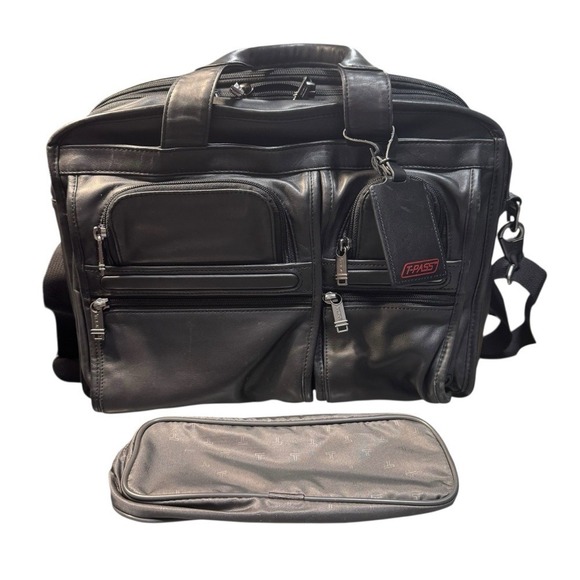 Tumi Black Genuine Leather Briefcase Bag - Picture 4 of 15